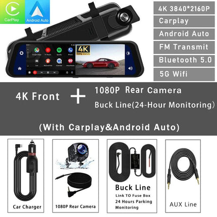 Dash Cam Mirror Screen 4K Front Rear Camera Driving Recorder Astoria Lifestyle