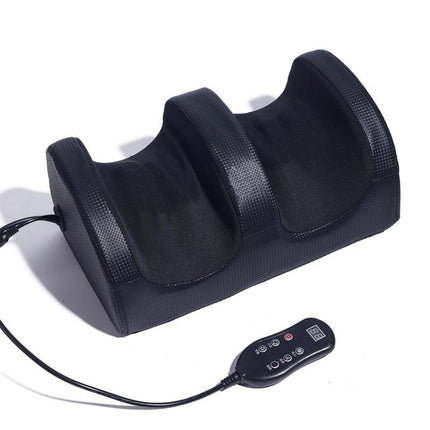 Electric Kneading Foot Massager Black with remote control on a white background