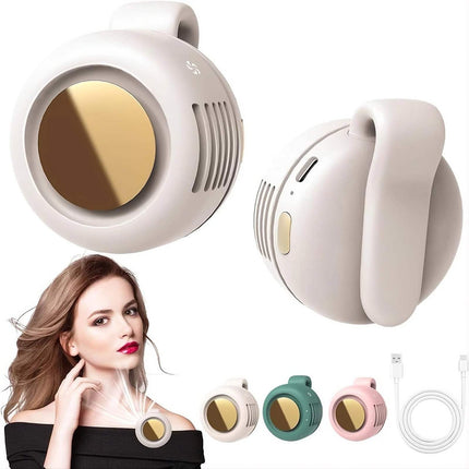 Mini Bladeless Clip-On Portable Fan for hands-free cooling, featuring compact design and rechargeable function. Astoria Lifestyle