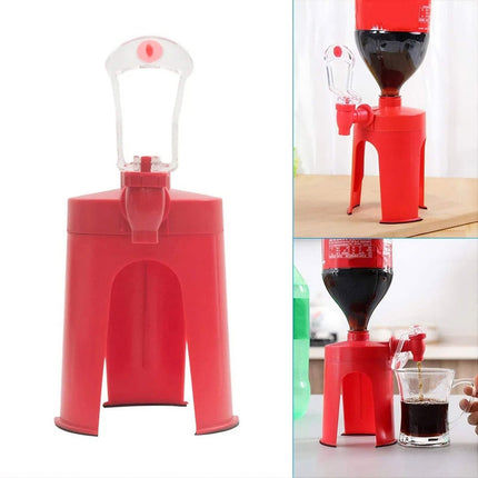 Soda Dispenser showcasing an upside down beverage bottle pouring gadget in red, ideal for easy serving. Astoria Lifestyle