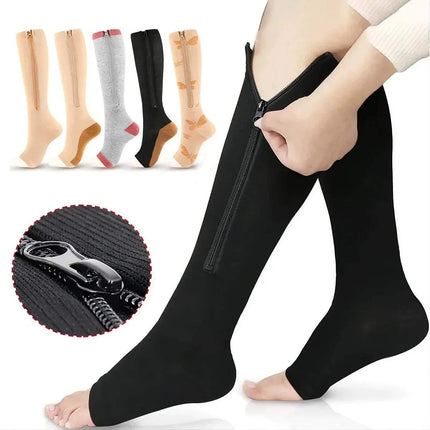 Zipper Compression Socks Knee-High Support for Circulation & Comfort - Astoria Lifestyle