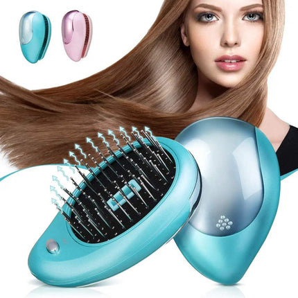 Anti-Static Ionic Vibrating Hair Brush with sleek design, detangling hair smoothly and reducing frizz.