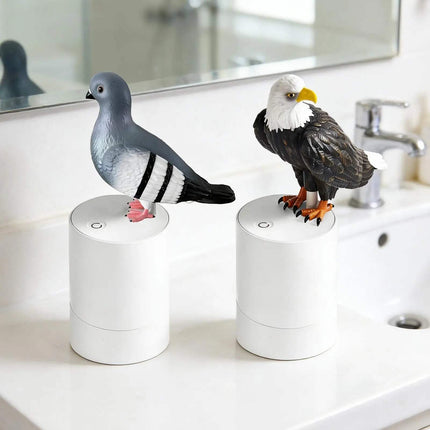 Pigeon Shape Soap Dispenser featuring decorative peace pigeon and eagle design on modern touchless foam dispensers. Astoria Lifestyle