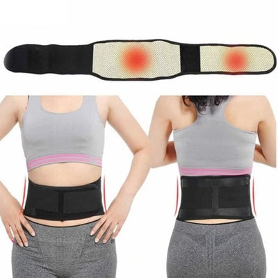 Tourmaline Waist Brace Support for back pain relief showing self-heating design and adjustable fit.