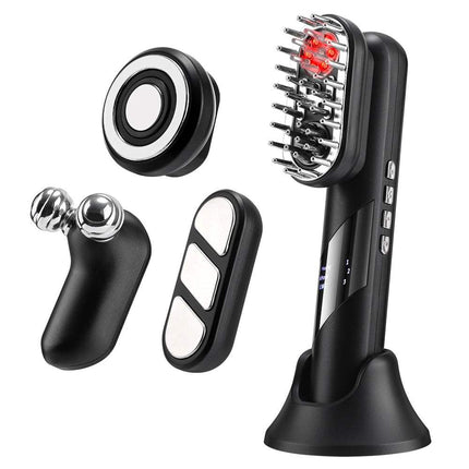 4 In 1 Electric Scalp Comb EMS tool with red light therapy and massage attachments for wellness. Astoria Lifestyle