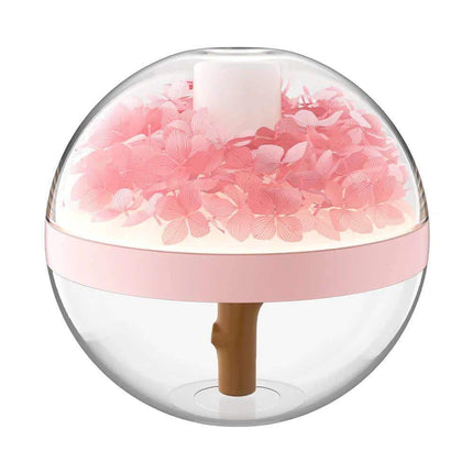 270ML Flower Air Humidifier Clear spherical container with pink floral design on a white background