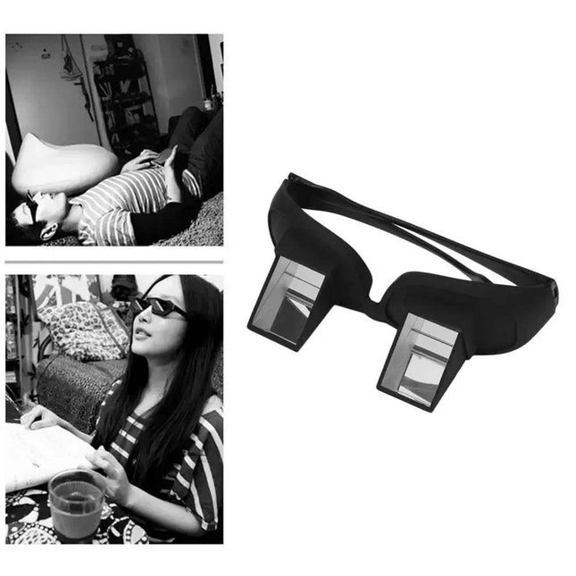 Lazy Reading Glasses for comfortable reading while lying down, featuring a 90-degree prism mirror system. Astoria Lifestyle