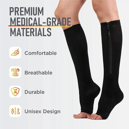 Zipper Compression Socks Knee-High Support for Circulation & Comfort - Astoria Lifestyle