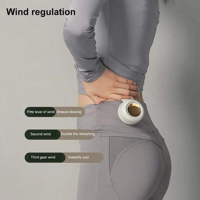 Wind regulation options for the Mini Bladeless Clip-On Portable Fan demonstrating different airflow levels. Astoria Lifestyle