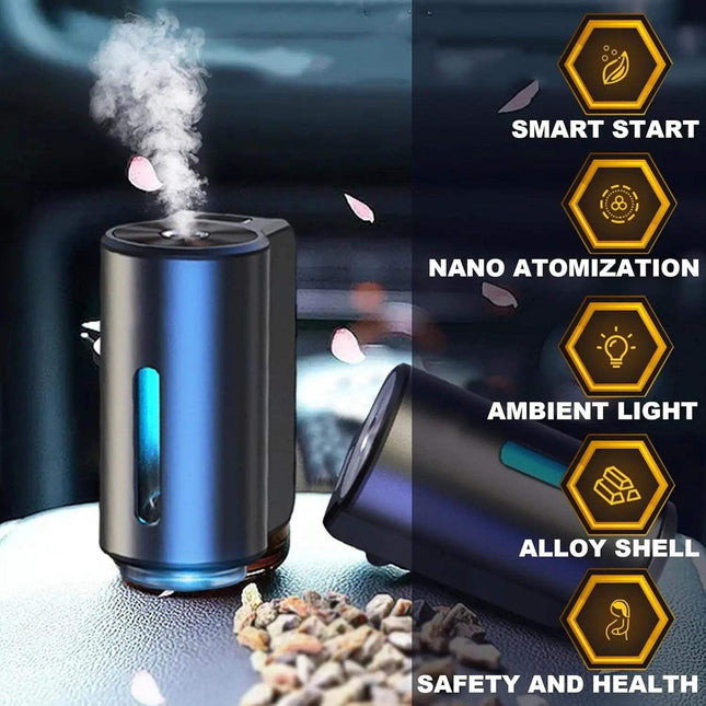 Electric Car Air Freshener with smart start, nano atomization, and alloy shell for safety and health. Astoria Lifestyle