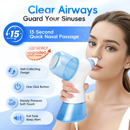 Electric Nasal Cleaner for clear airways, featuring quick nasal passage relief in just 15 seconds. Astoria Lifestyle