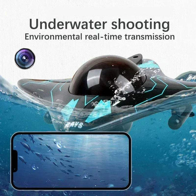 RC Boat with Camera capturing underwater shooting and real-time transmission overview.