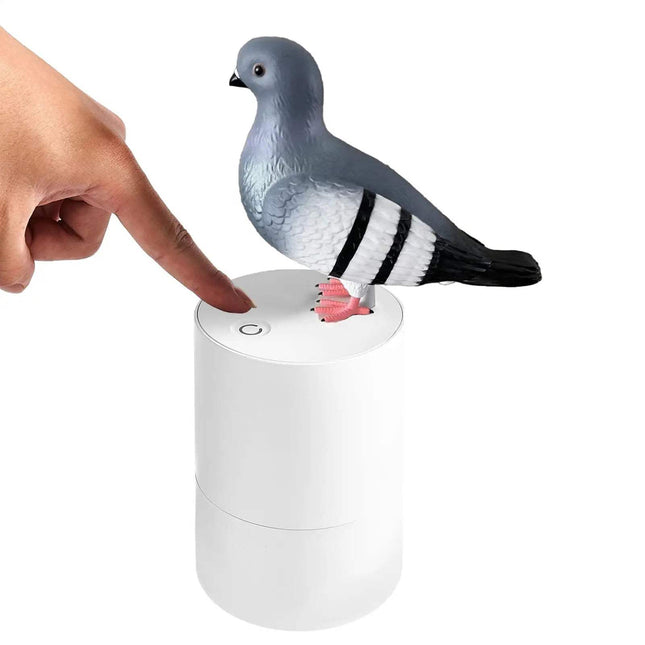Pigeon Shape Soap Dispenser with touchless foam sensor feature, showcasing a decorative pigeon design. Astoria Lifestyle