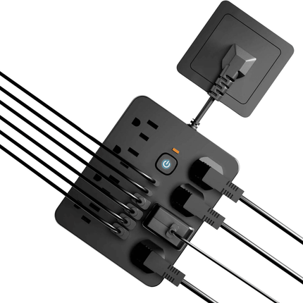 14-in-1 Multifunctional Power Strip with multiple AC and USB ports for efficient charging.