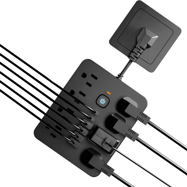 14-in-1 Multifunctional Power Strip with multiple AC and USB ports for efficient charging.