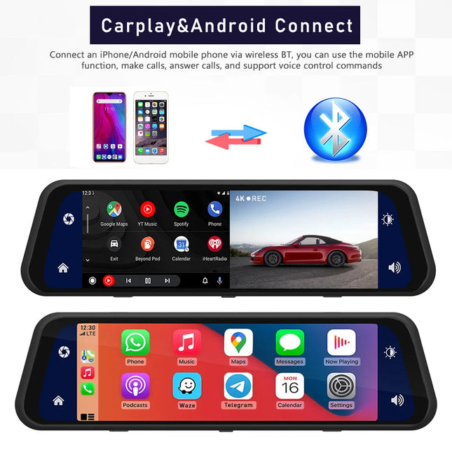 Dash Cam Mirror Screen 4K Front Rear Camera Driving Recorder Astoria Lifestyle