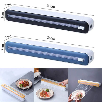 Foil and Plastic Wrap Organizer Magnetic Dispenser with Cutter for efficient kitchen use