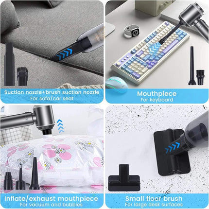4 in 1 Portable Vacuum Cleaner accessories including suction nozzles for various cleaning tasks.