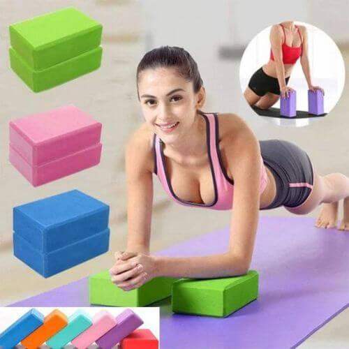 2x Yoga Block Set in various colors, used for stability and support during yoga practice.