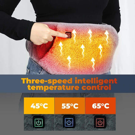 Electric Heating Waist Belt showing three-speed intelligent temperature control for adjustable warmth.