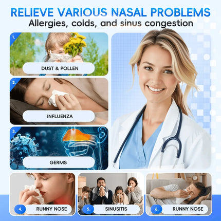Electric Nasal Cleaner alleviates allergies, colds, and sinus congestion effectively and quickly. Astoria Lifestyle