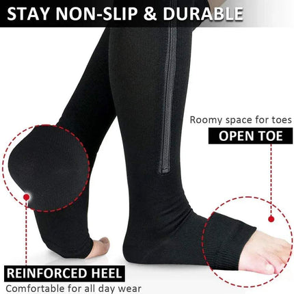 Zipper Compression Socks Knee-High Support for Circulation & Comfort - Astoria Lifestyle