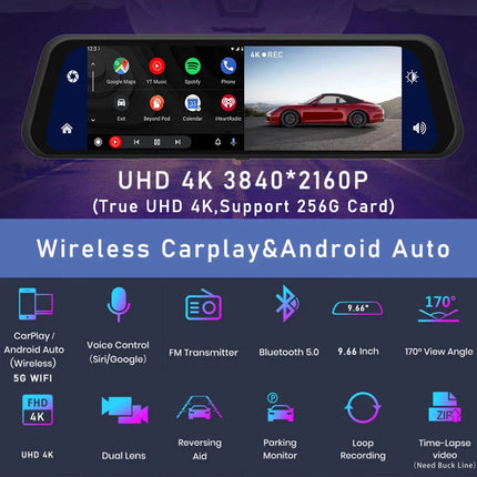 Dash Cam Mirror Screen 4K Front Rear Camera Driving Recorder Astoria Lifestyle