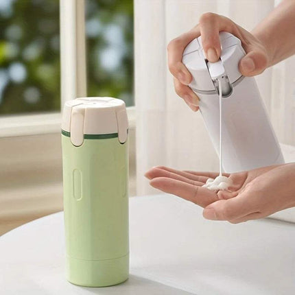 Using the 4-in-1 Travel Dispenser Bottle to dispense lotion into a hand.