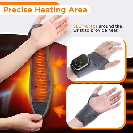 Ankle Heater and Vibrator showcasing precise heating area and 360° wraps around the wrist for effective heat therapy.