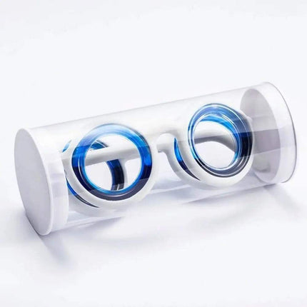 Glasses Against Motion Sickness in a transparent case designed for natural relief from travel discomfort.
