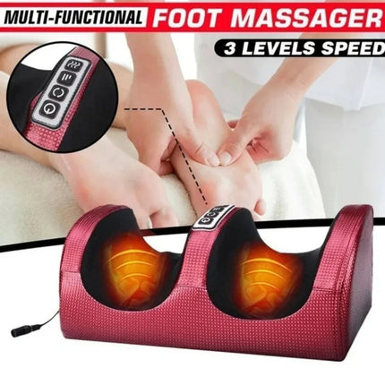 Electric Kneading Foot Massager Multi-functional with control panel and people using it.