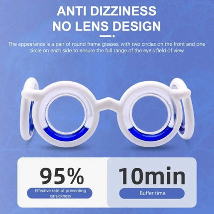 Glasses Against Motion Sickness with anti-dizziness design and liquid-filled rings for effective relief from motion sickness.