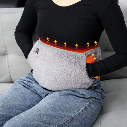 Woman wearing Electric Heating Waist Belt for Pain Relief & Warmth, providing targeted warmth and comfort.