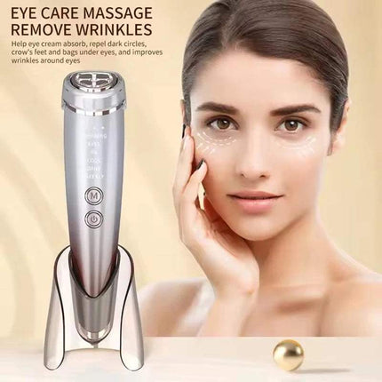EMS High Frequency Facial Massager in use, promoting eye care and wrinkle removal with advanced technology.