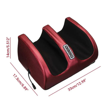 Electric Kneading Foot Massager with dimensions on a white background