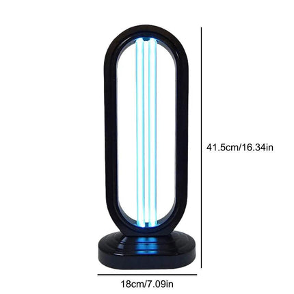 UVC Light Sanitizer with Remote Control showing dimensions and design of the 38W room disinfection lamp.