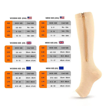 Zipper Compression Socks Knee-High Support for Circulation & Comfort - Astoria Lifestyle