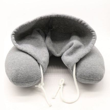 Hooded Travel Neck Pillow Memory Foam Support for Travel Rest Astoria Lifestyle