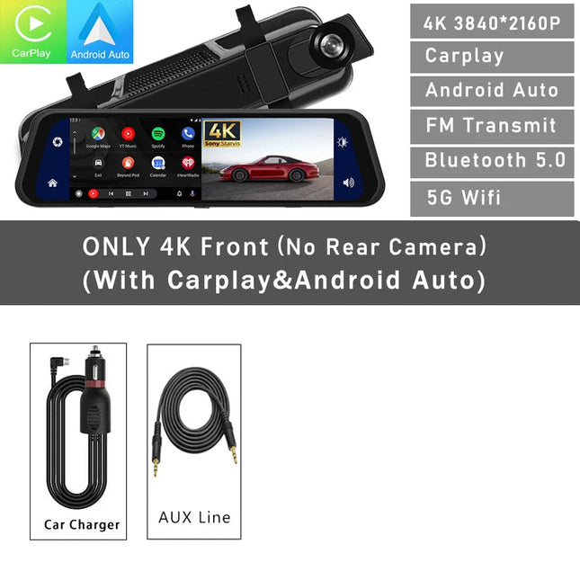 Dash Cam Mirror Screen 4K Front Rear Camera Driving Recorder Astoria Lifestyle