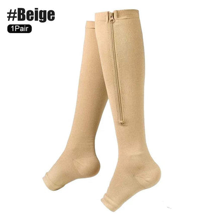Zipper Compression Socks Knee-High Support for Circulation & Comfort - Astoria Lifestyle