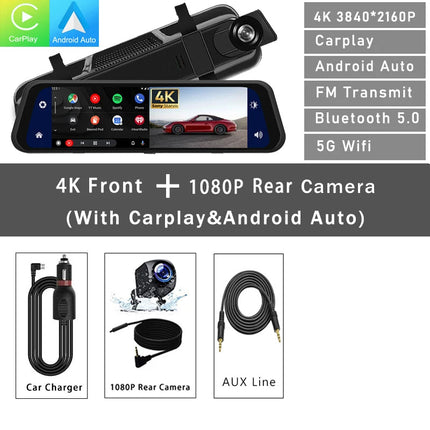 Dash Cam Mirror Screen 4K Front Rear Camera Driving Recorder Astoria Lifestyle