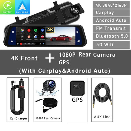 Dash Cam Mirror Screen 4K Front Rear Camera Driving Recorder Astoria Lifestyle
