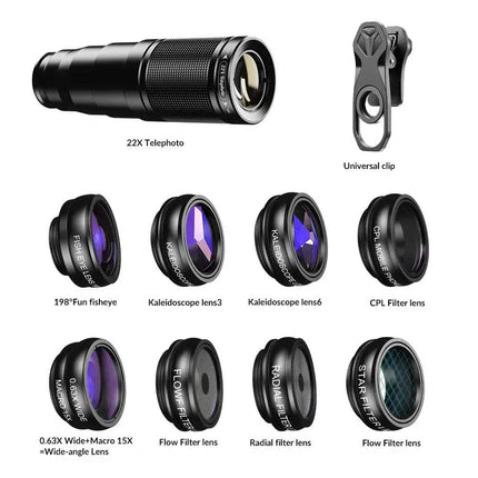 APEXEL 10 in 1 Telescope Zoom Mobile Phone Lens Kit Photography - Astoria Lifestyle