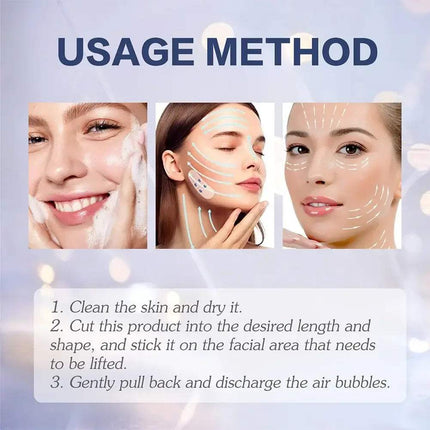 Usage method for Anti Wrinkle Beauty Stickers: cleansing, cutting, and applying for instant face lift.