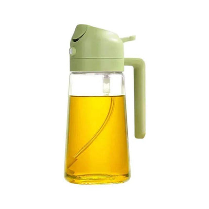 2-in-1 Oil Spray Bottle for healthy cooking and precise oil dispensing in a sleek green design.