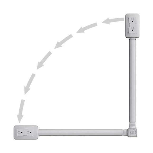 Electrical Stick Outlet Extender Two power outlets with a flexible cable on a white background