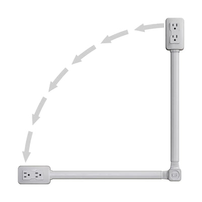 Electrical Outlet Extender Two power outlets with a flexible cable on a white background