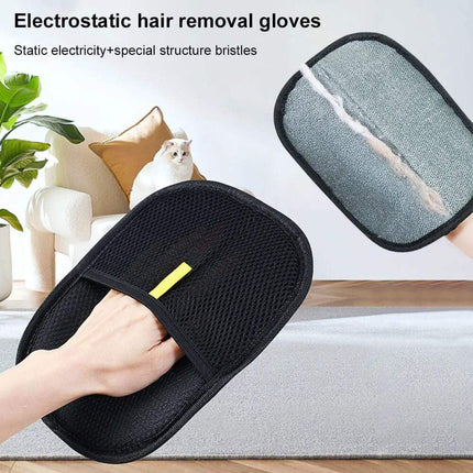 Pet Hair Removal Glove for easy electrostatic pet hair removal from furniture and clothing.