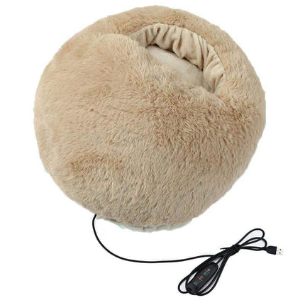 Feet Warmer in soft teddy fleece design with USB cord for cozy comfort and warmth during cold weather.