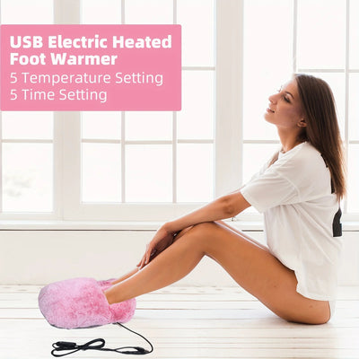 Feet Warmer with USB heating, featuring 5 temperature and time settings for ultimate cozy comfort.